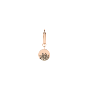 Ohrring Moon & Sun - Sonne - Roségold 9k, Brauner Diamanten