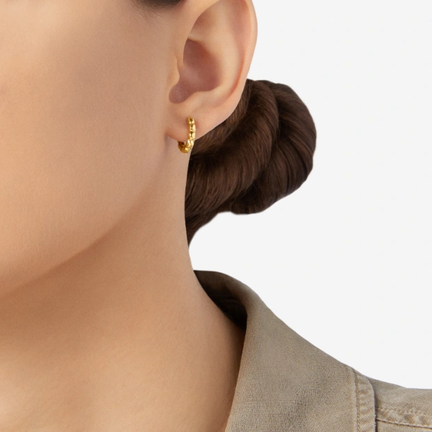 Yellow Gold Granelli Hoop Earring