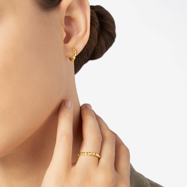 Yellow Gold Granelli Hoop Earring