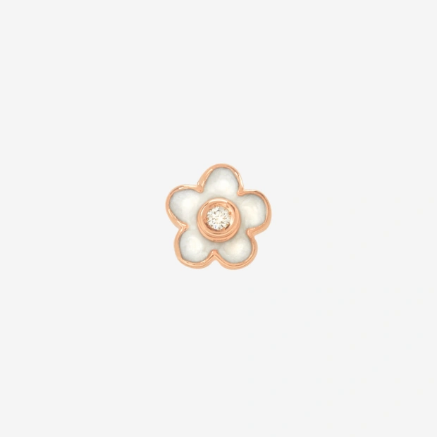 Ohrring Blume Roségold Emaille Und Diamante