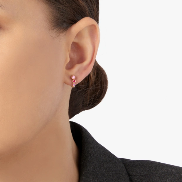 Boucle D'oreille Bollicine Or Rose & Pierres Colorées