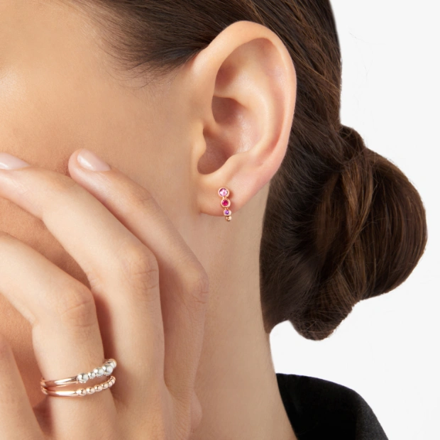 Boucle D'oreille Bollicine Or Rose & Pierres Colorées