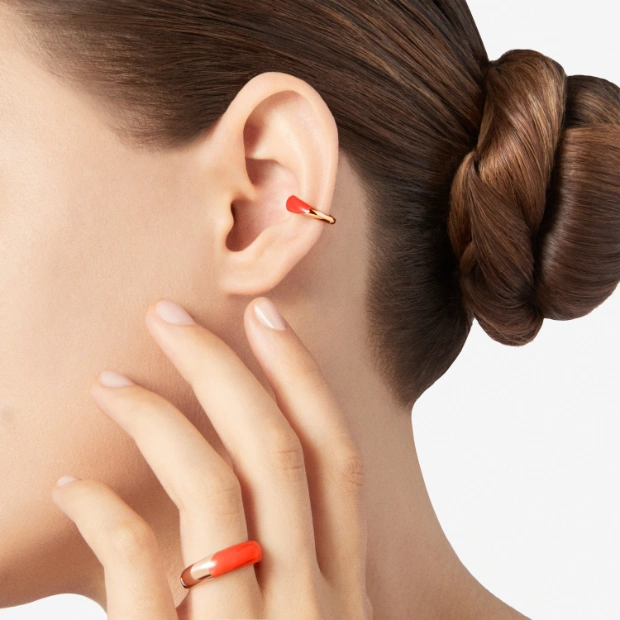 Gold Plated Silver & Enamel Rondelle Earcuff