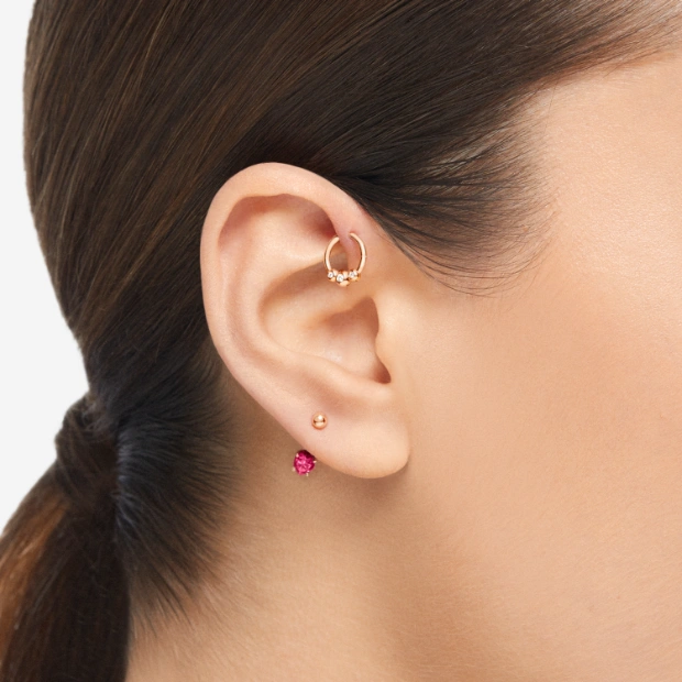 Piercing Herz Roségold Und Synthetischer Rubin