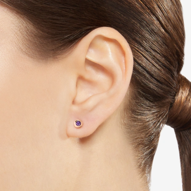 Rose Gold & Amethyst Bollicine Stud Earring