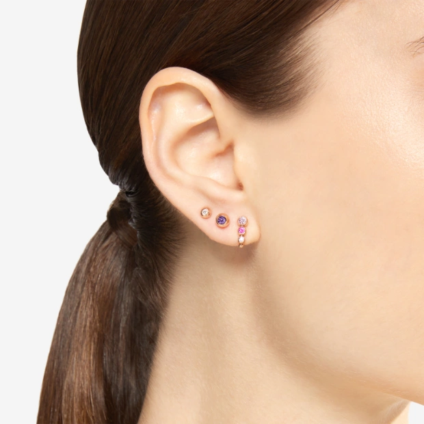 Rose Gold & Amethyst Bollicine Stud Earring