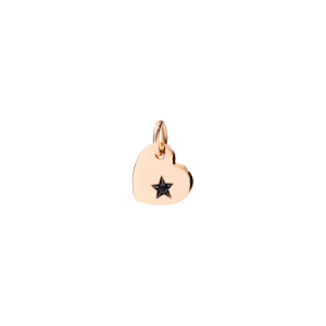 Precious Heart Charm - 9k Rose Gold, Treated Black Diamonds