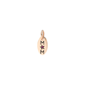 Mom Tag - 9k Rose Gold, Rubies