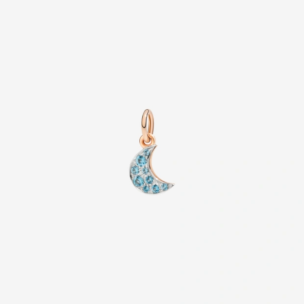 Pendentif Lune Or Rose & Topazes