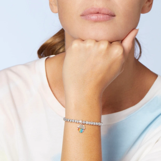 Colgante Arco Iris De Oro Rosa Y Esmalte