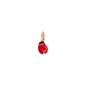 瓢虫吊坠 - 9k玫瑰金, 红色珐琅
