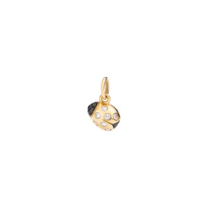 Colgante Mariquita Precioso - Oro Amarillo 18k, Diamantes Blancos, Diamantes Negros Tratados
