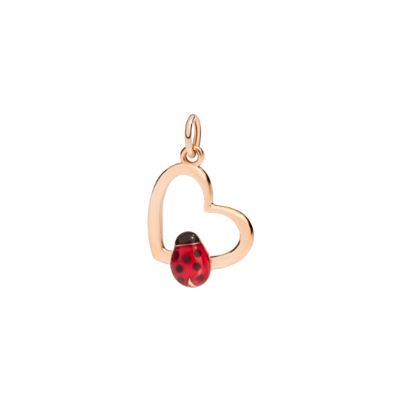 DoDo CIONDOLO CUORE COCCINELLA ORO ROSA SMALTO DoDo Online Boutique Italia