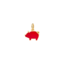 Ciondolo Maialino - Oro Giallo 18k, Smalto Rosso
