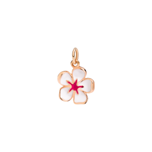 Cherry Blossom Charm - 9k Rose Gold, White Enamel