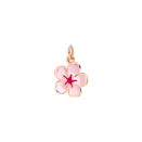 樱花吊坠 - 9k玫瑰金, 粉色珐琅