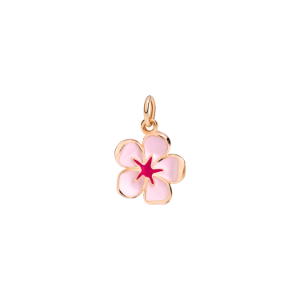 Cherry Blossom Charm - 9k Rose Gold, Pink Enamel