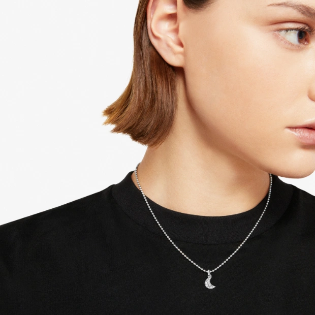 Anhänger Mond Weissgold Und Weisse Diamanten