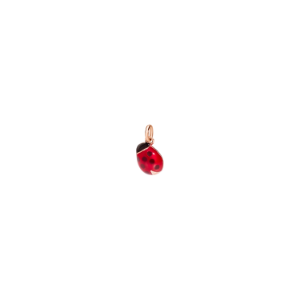 Ciondolo Mini Coccinella - Oro Rosa 9k, Smalto Rosso