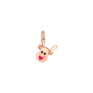 Rudolph Reindeer Charm - 9k Rose Gold, Red Enamel, Black Enamel