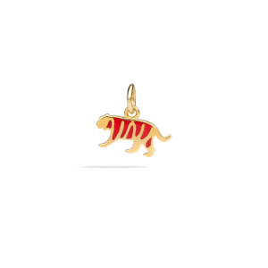 Ciondolo Zodiaco Tigre - Oro Giallo 18k, Smalto Rosso