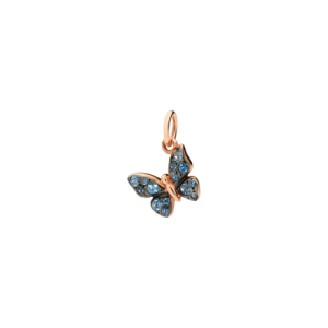Pendentif Papillon Version Luxe - Or Rose 9k, Saphirs Bleus