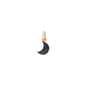 Ciondolo Luna Nera - Oro Rosa 9k, Smalto Nero