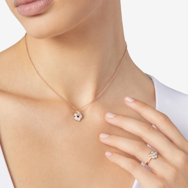 Rose Gold & Enamel Flower Charm