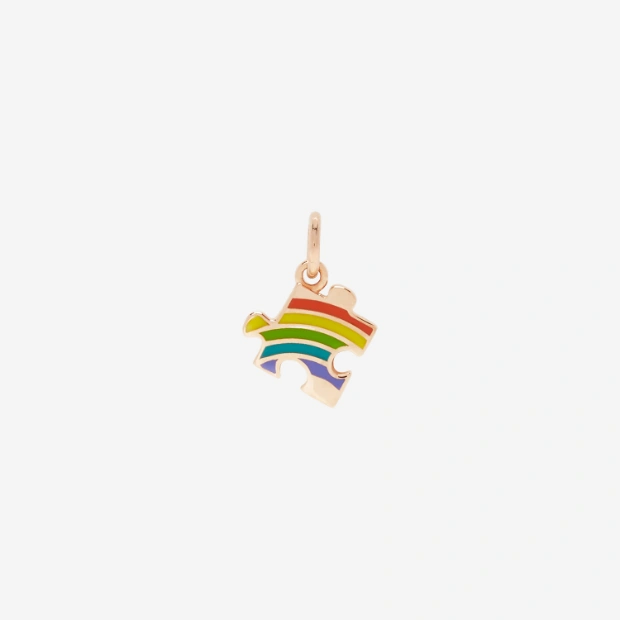 Pendentif Puzzle Lgbtq+ Or Rose & Émail