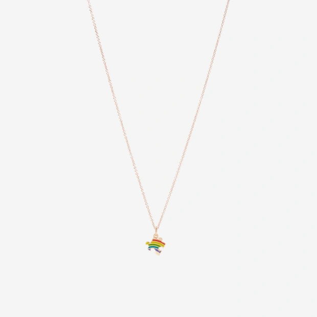 Pendentif Puzzle Lgbtq+ Or Rose & Émail