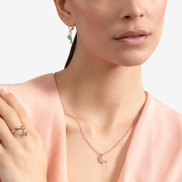 Pendentif Phoque Or Rose & Émail