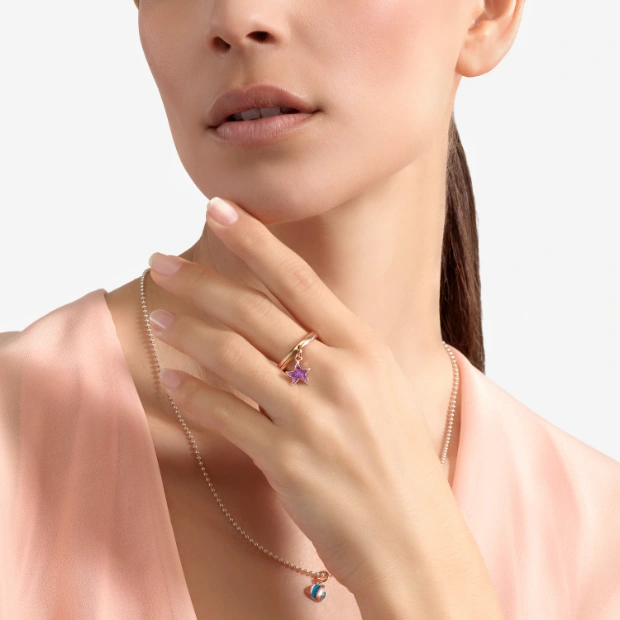 Rose Gold & Enamel Star Charm