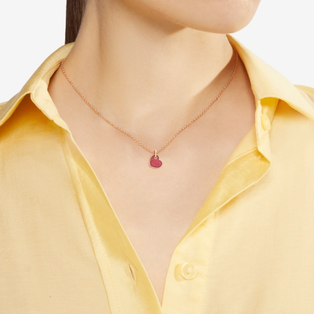Pendentif Cœur Or Rose & Émail