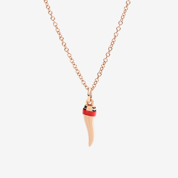Pendentif Corne Or Rose Et Émail