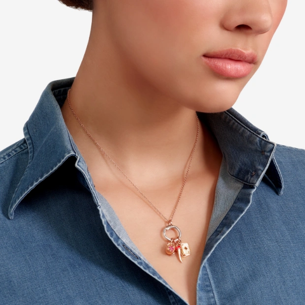 Pendentif Corne Or Rose Et Émail
