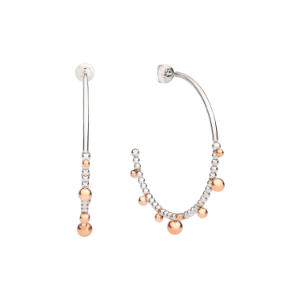 Orecchini Hoop Bollicine - Oro Rosa 9k, Argento