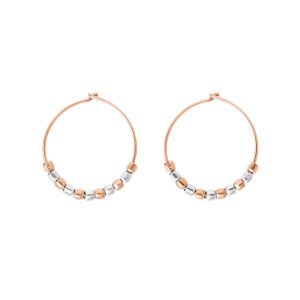 Boucles D’oreilles Créoles Mini Granelli - Or Rose 9k, Argent